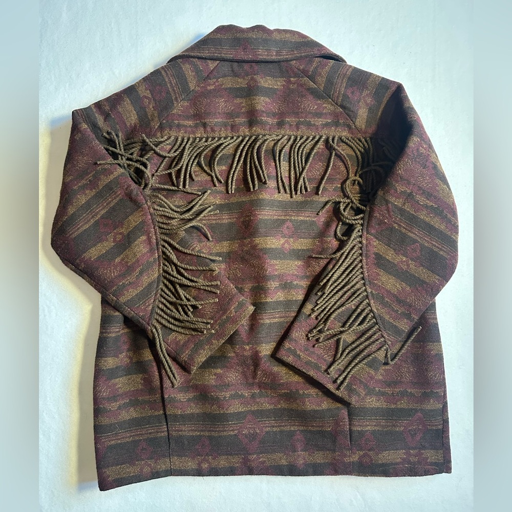 Sam Edelman Western Fringe Blazer Jacket Oversized Womens Medium Southwestern - Picture 7 of 7